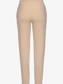 Pantalon sweat élastique doux avec poches à glissière et bords-côtes