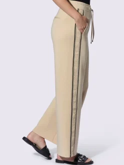 Pantalon sweat à rayures galon avec ceinture élastique et poches latérales