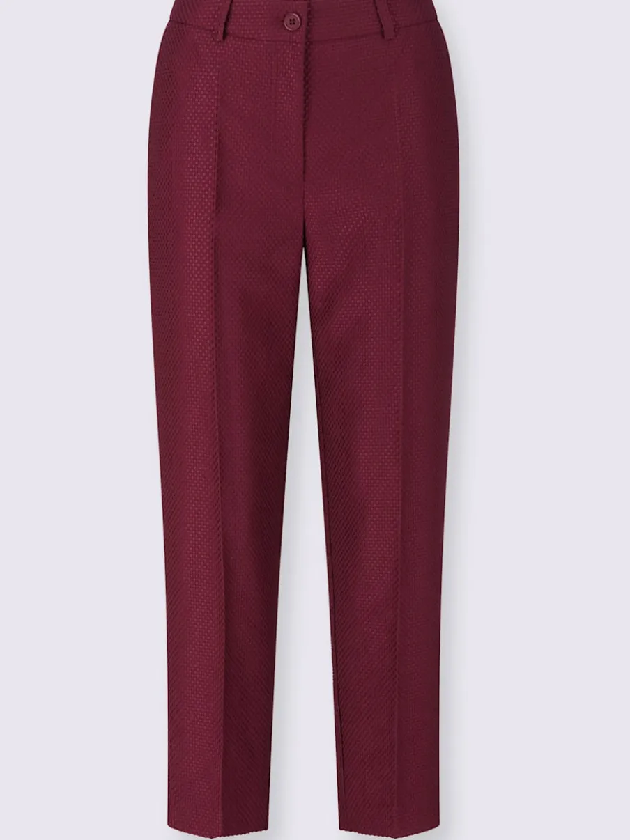 Pantalon tailleur ajusté en jacquard avec ceinture et poches latérales