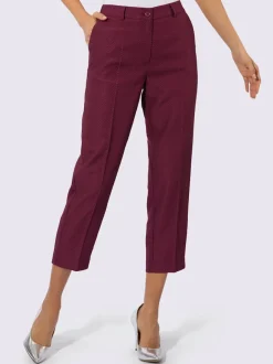Pantalon tailleur ajusté en jacquard avec ceinture et poches latérales