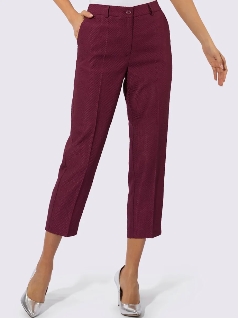 Pantalon tailleur ajusté en jacquard avec ceinture et poches latérales