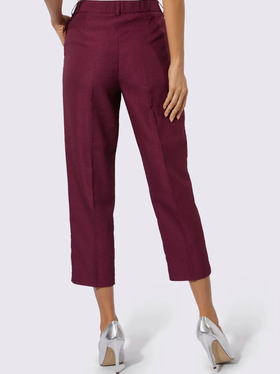 Pantalon tailleur ajusté en jacquard avec ceinture et poches latérales