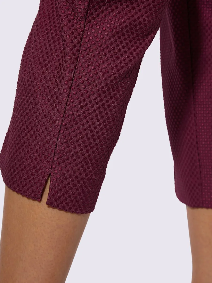 Pantalon tailleur ajusté en jacquard avec ceinture et poches latérales