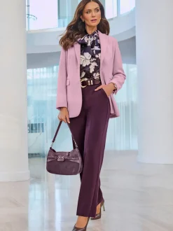Pantalon tailleur plis repassés, effet affinant