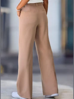 Pantalon tailleur à plis repassés avec ceinture élastique ajustable