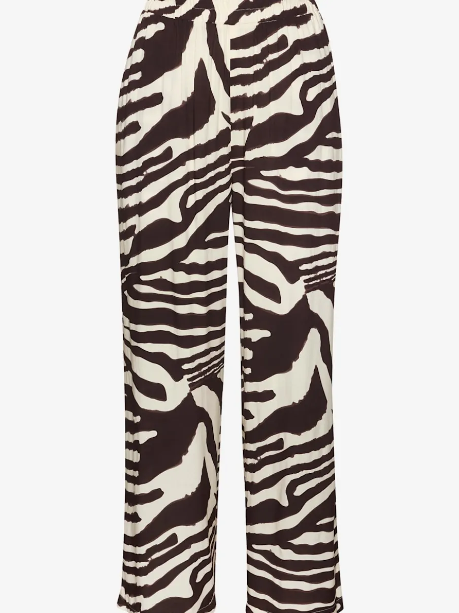 Pantalon tissé avec large ceinture élastique et poches latérales à imprimé animal