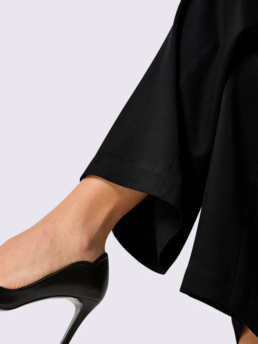 Pantalon tissé en mélange lin-lyocell à ceinture élastique