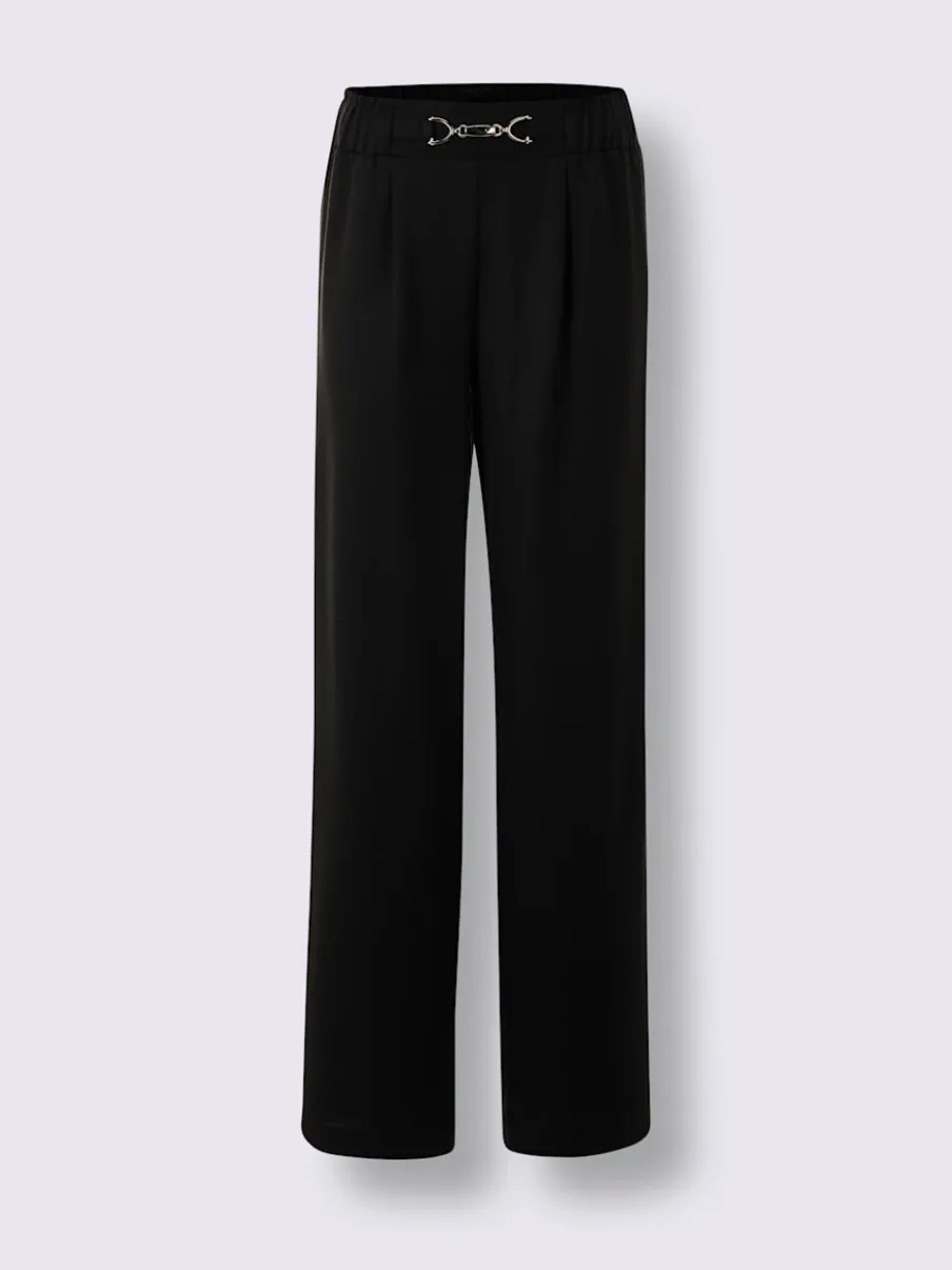 Pantalon tissé en mélange lin-lyocell à ceinture élastique