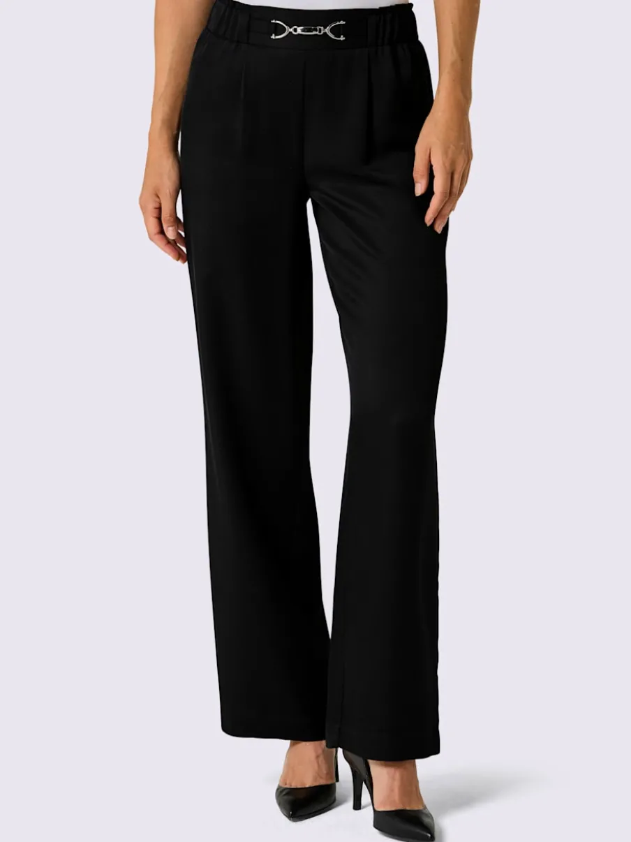 Pantalon tissé en mélange lin-lyocell à ceinture élastique