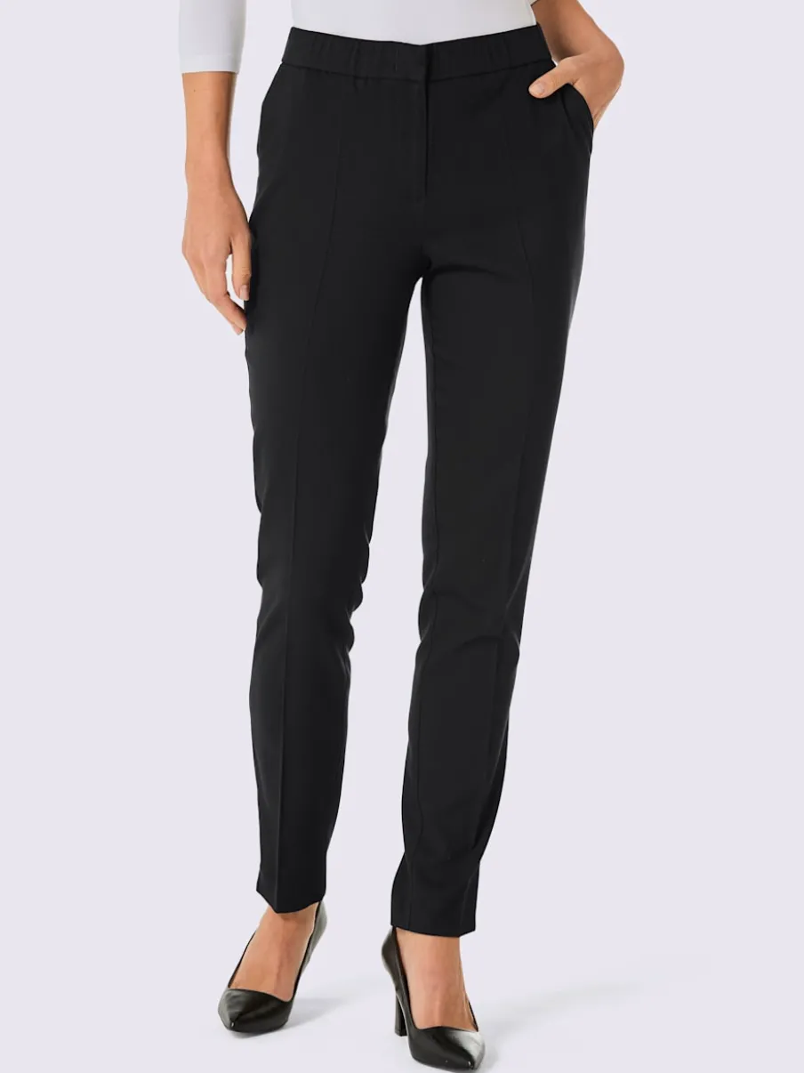 Pantalon tissé en modal à coupe étroite et plis repassés