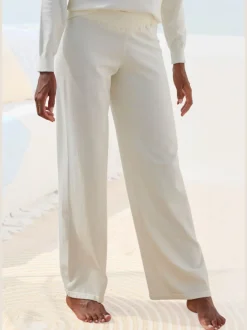 Pantalon tricot jambes larges avec ceinture élastique confortable