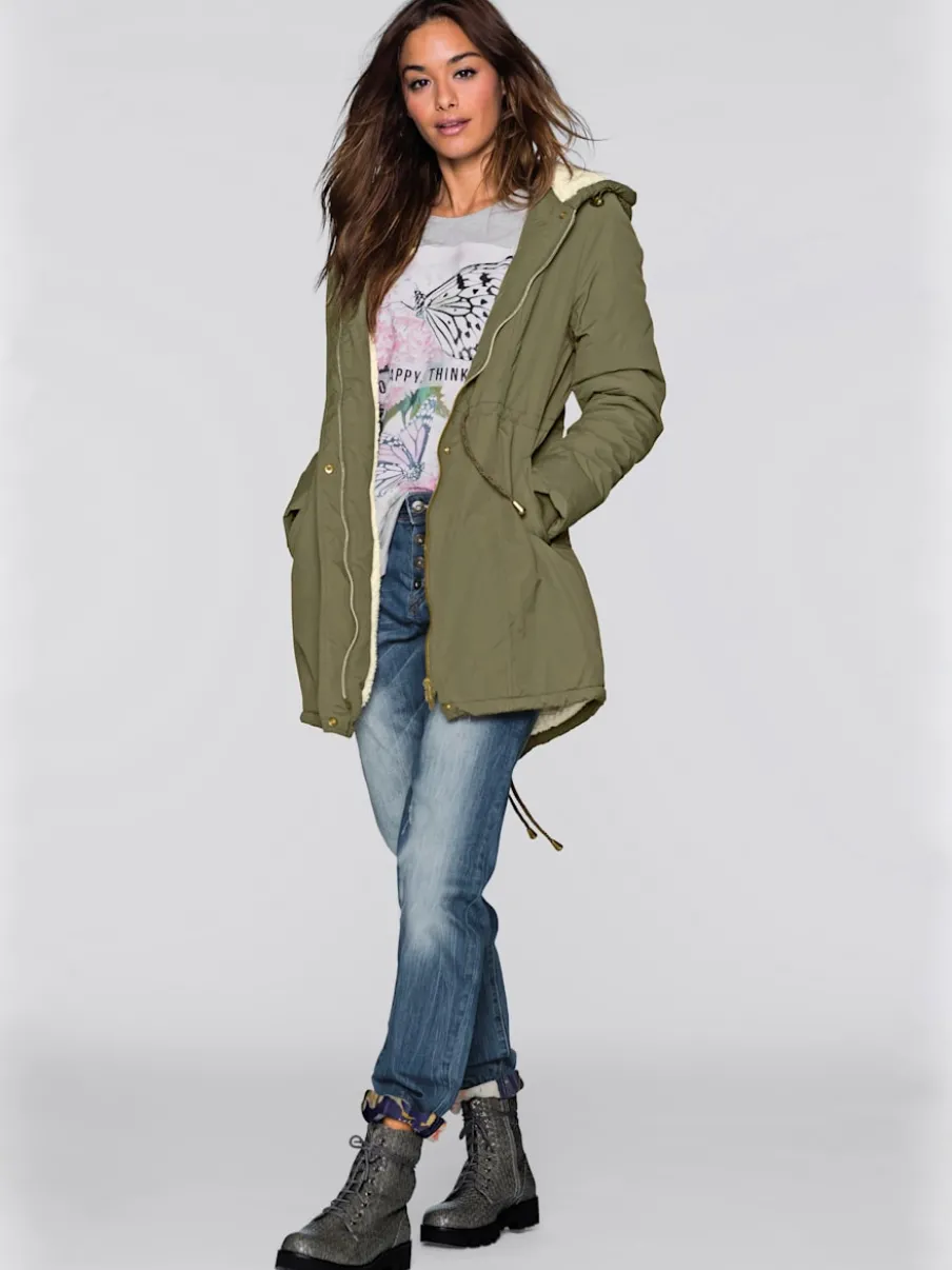 Parka avec doublure peluchée et poches bouton-pression