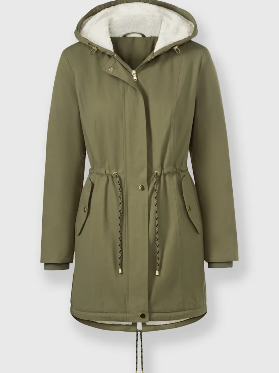 Parka avec doublure peluchée et poches bouton-pression