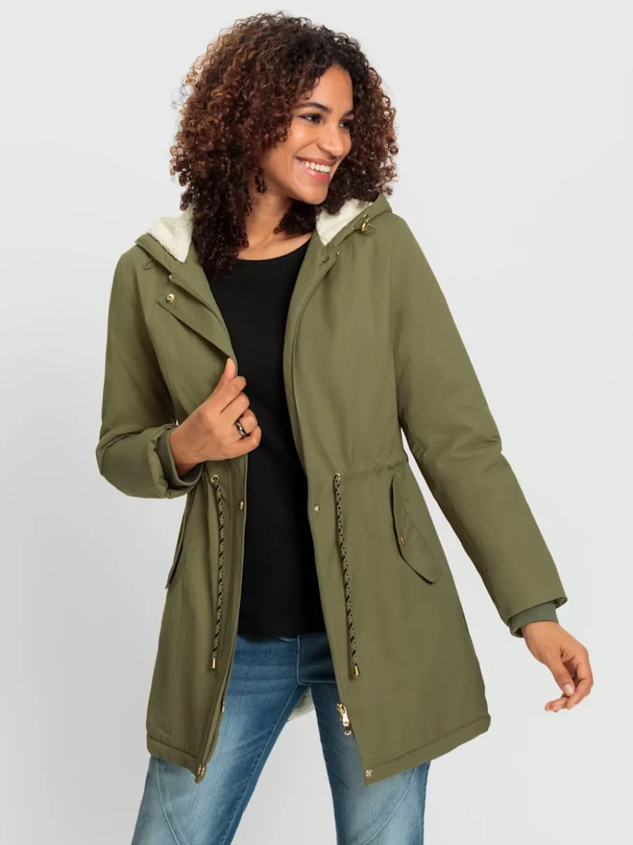 Parka avec doublure peluchée et poches bouton-pression