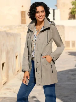 Parka longue avec capuche amovible et poches pratiques