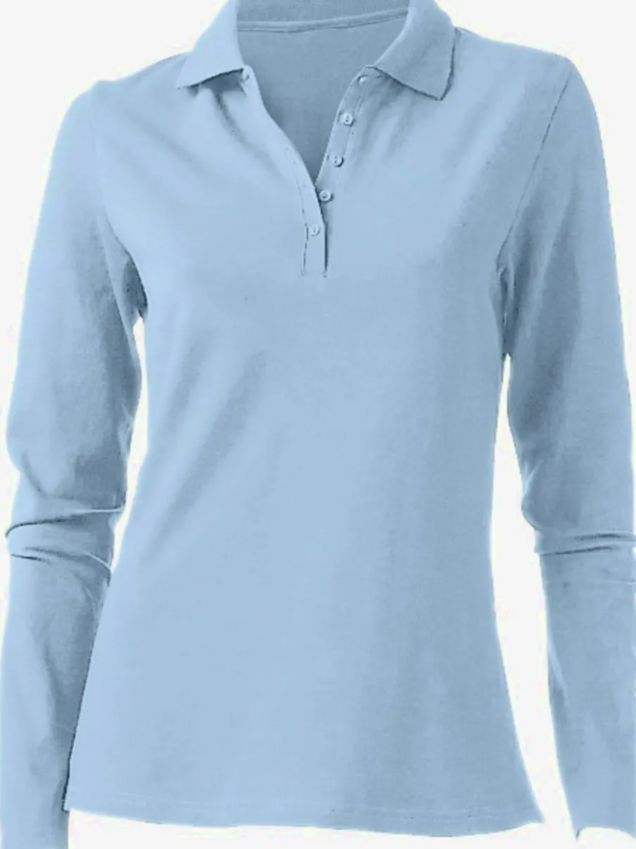 Polo classique à manches longues avec col henley et coupe cintrée