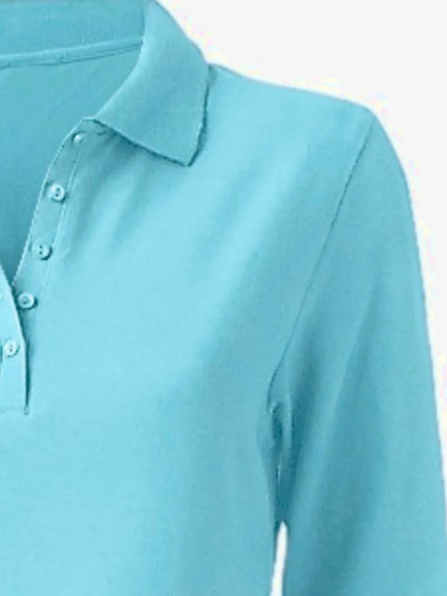 Polo classique à manches longues avec col henley et coupe cintrée