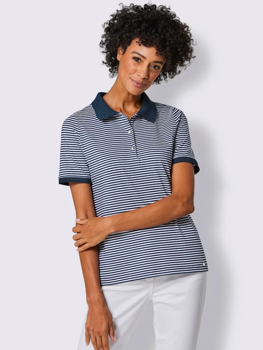 Polo à col classique avec rayures et boutons-pression