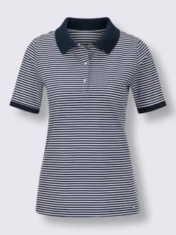 Polo à col classique avec rayures et boutons-pression
