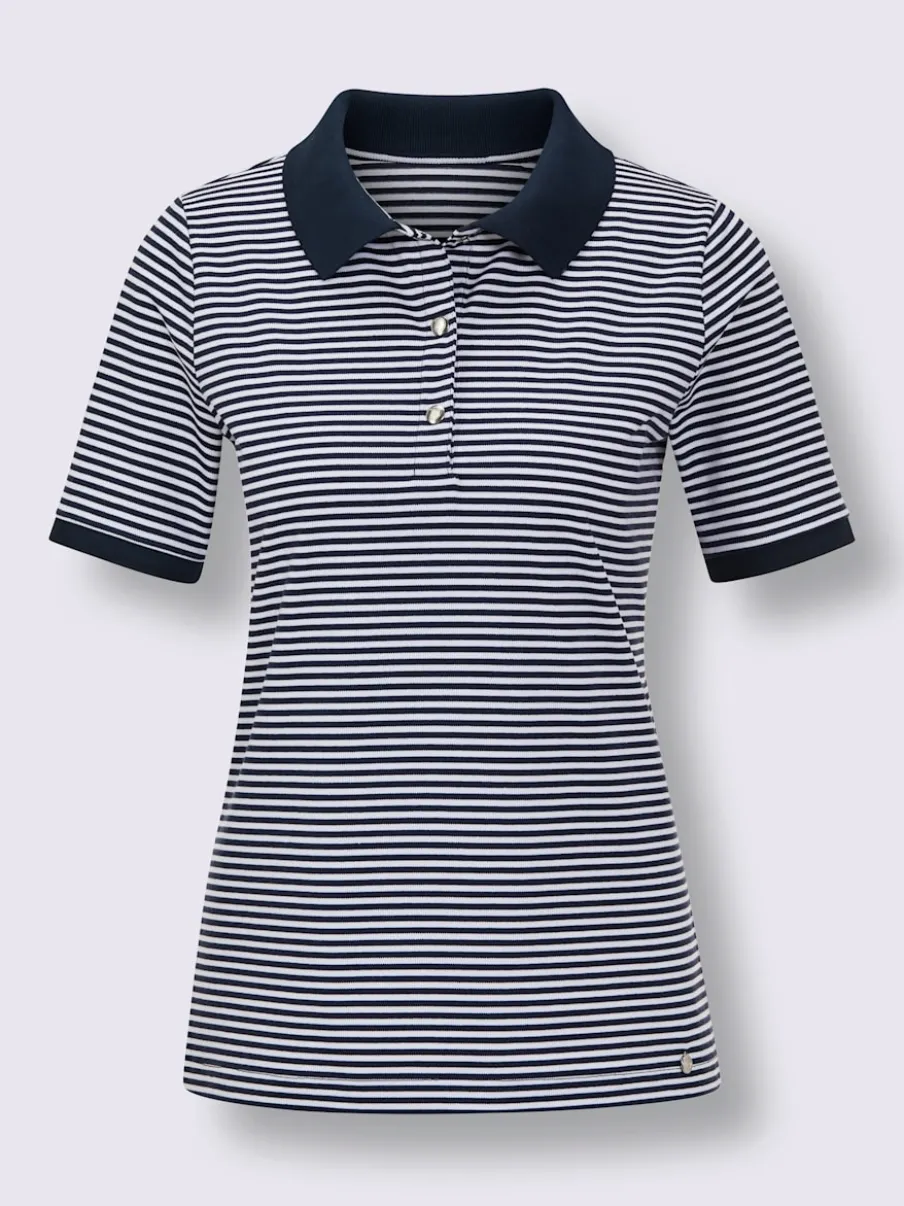 Polo à col classique avec rayures et boutons-pression