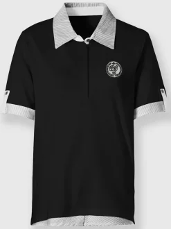 Polo à col tissé avec manches courtes et détails décoratifs