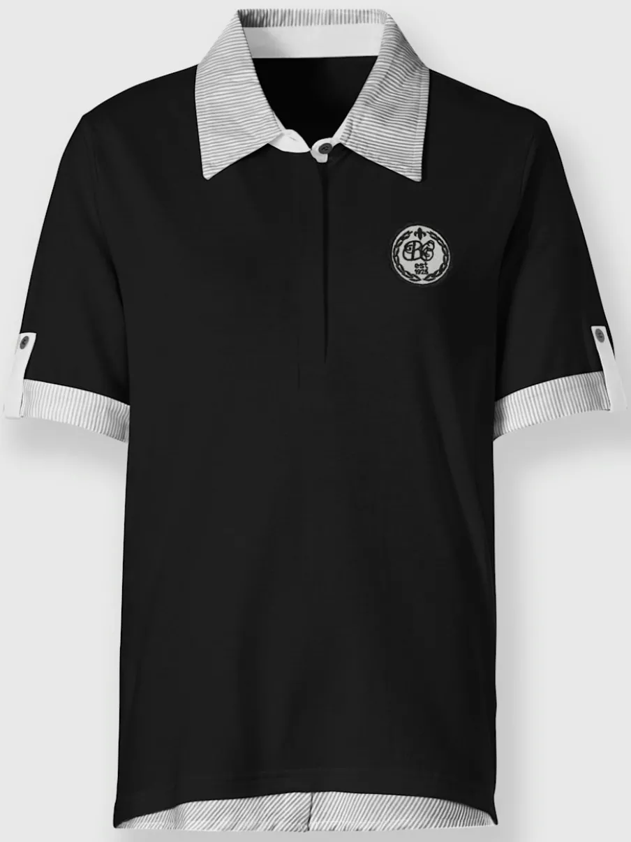 Polo à col tissé avec manches courtes et détails décoratifs