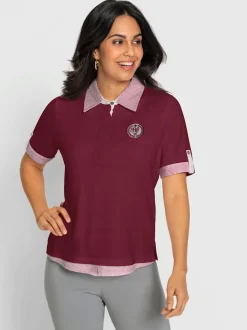Polo à col tissé avec manches courtes et détails décoratifs