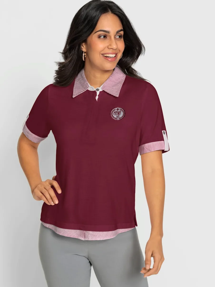 Polo à col tissé avec manches courtes et détails décoratifs