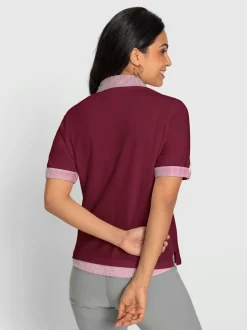 Polo à col tissé avec manches courtes et détails décoratifs