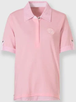Polo à col tissé avec manches courtes et détails décoratifs
