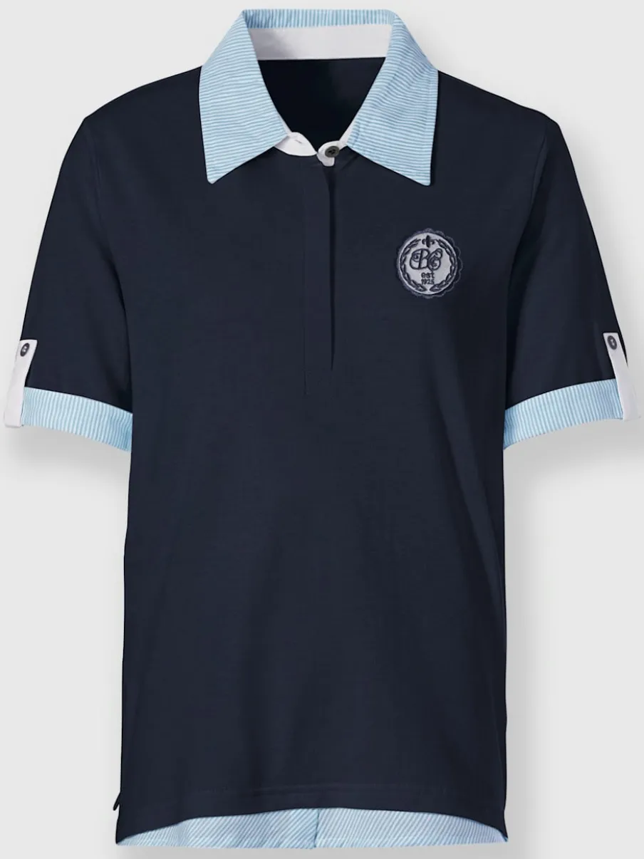 Polo à col tissé avec manches courtes et détails décoratifs