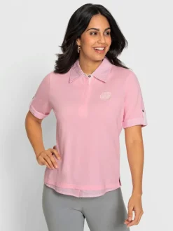 Polo à col tissé avec manches courtes et détails décoratifs