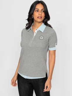 Polo à col tissé avec manches courtes et détails décoratifs