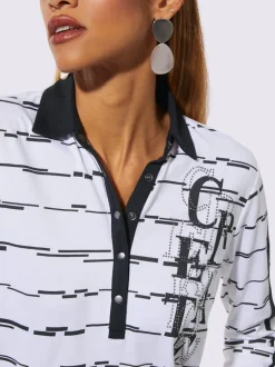 Polo décontracté à col chemise avec motifs imprimés et pierres brillantes