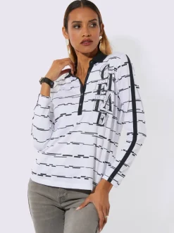 Polo décontracté à col chemise avec motifs imprimés et pierres brillantes