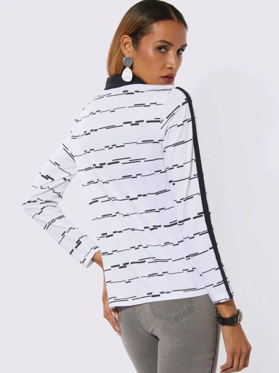 Polo décontracté à col chemise avec motifs imprimés et pierres brillantes