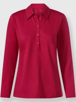 Polo en coton doux à patte de boutonnage manches longues