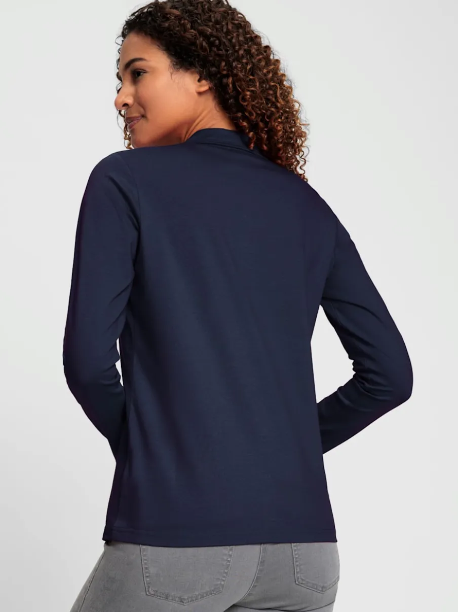 Polo en coton doux à patte de boutonnage manches longues