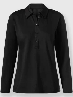 Polo en coton doux à patte de boutonnage manches longues