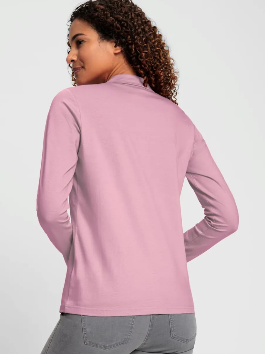 Polo en coton doux à patte de boutonnage manches longues