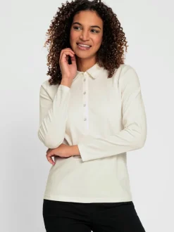Polo en coton doux à patte de boutonnage manches longues