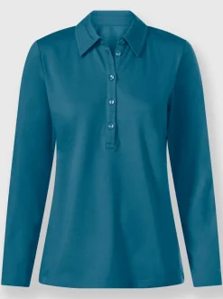 Polo en coton doux à patte de boutonnage manches longues