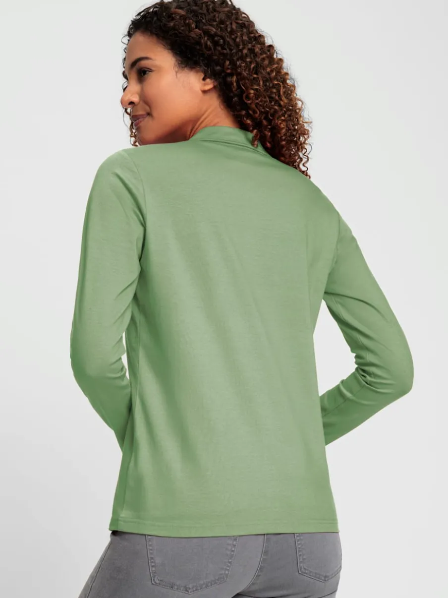 Polo en coton doux à patte de boutonnage manches longues