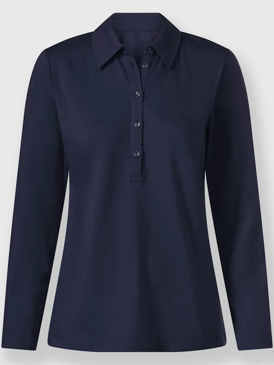 Polo en coton doux à patte de boutonnage manches longues