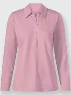 Polo en coton doux à patte de boutonnage manches longues