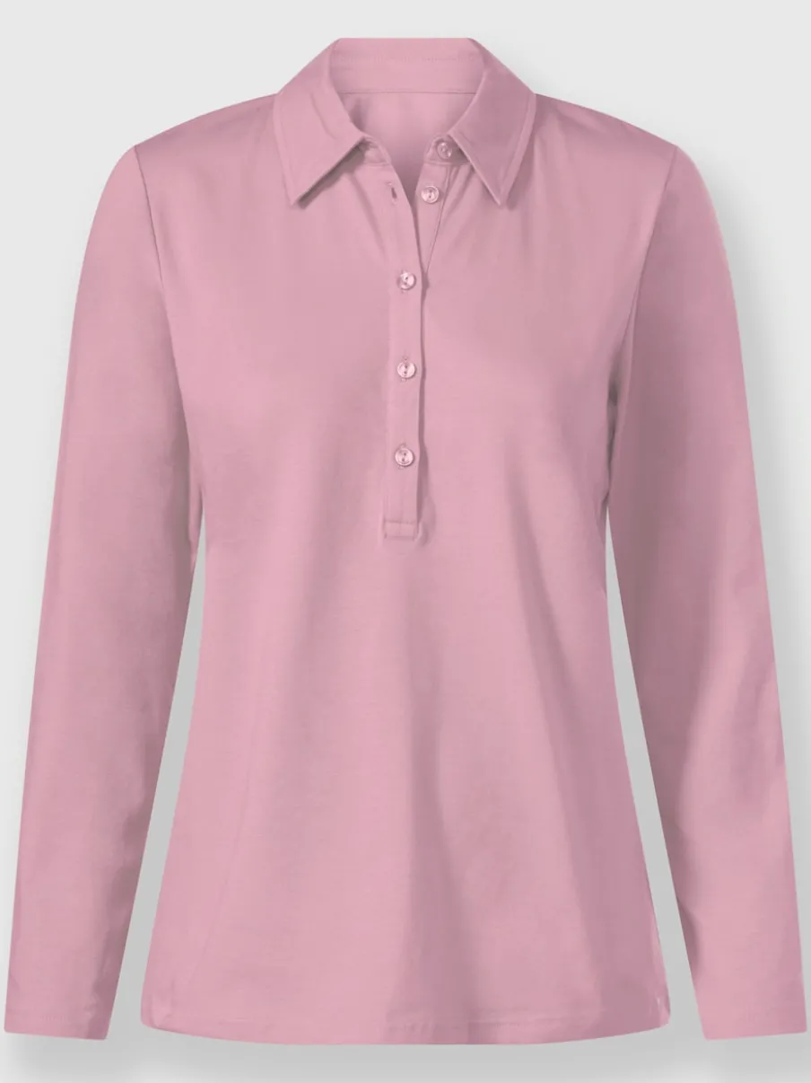 Polo en coton doux à patte de boutonnage manches longues