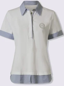 Polo en piqué léger avec col polo et empiècements rayés