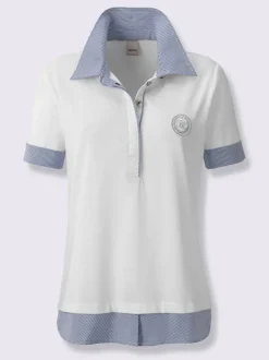 Polo en piqué léger avec col polo et empiècements rayés