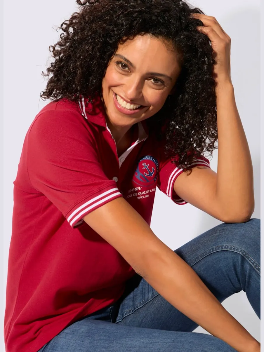 Polo en pure coton à col polo et manches courtes avec motif ancre