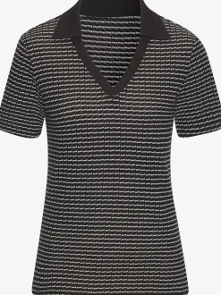 Polo en tricot à col V et manches courtes avec joli motif bicolore